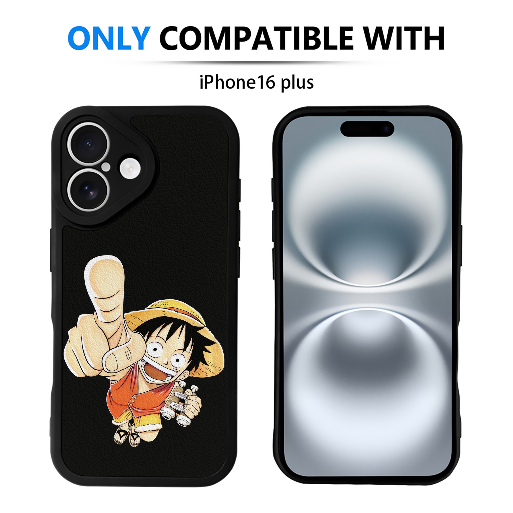 （画像用） ワンピース モンキー・D・ルフィ ONE PIECE Monkey D. Luffy 【iPhone 16シリーズ対応】シリコンスマホケース（レザー調） 材質：シリコン